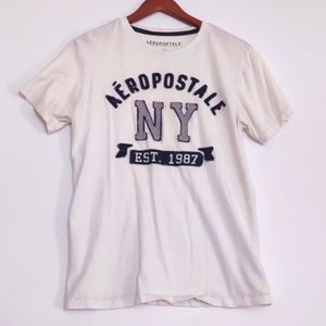 Aeropostale Tee Shirt Size Medium White Navy